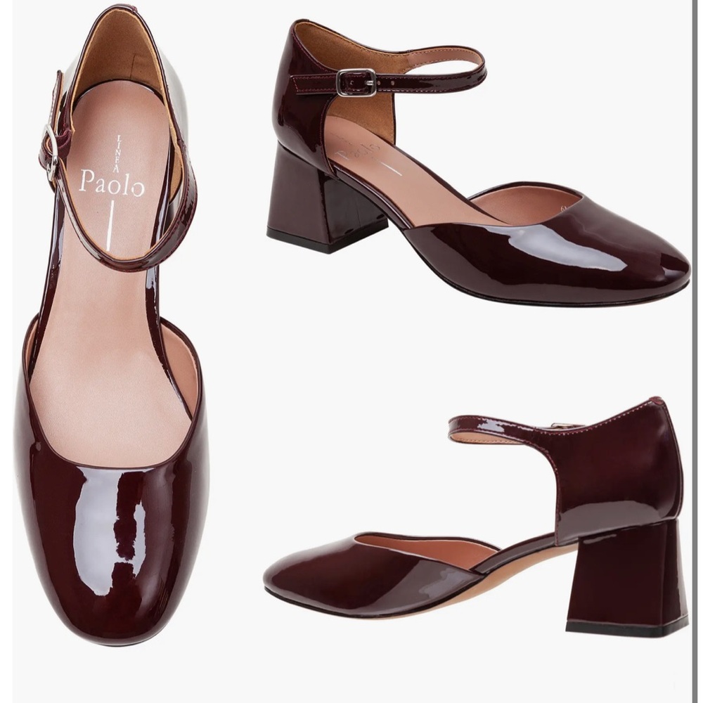 Paolo Women's Dark Red Patent Block Heels